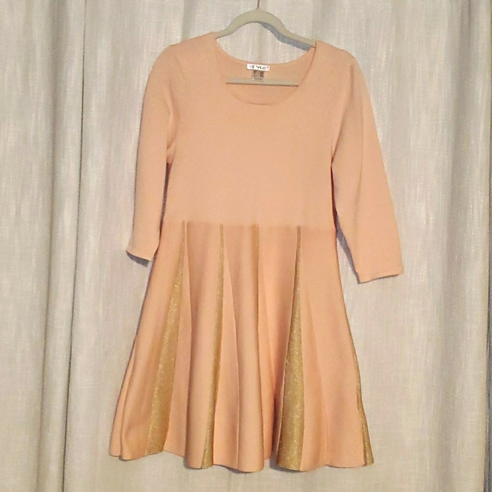 Venus Blush Pink & Gold Sweater dress